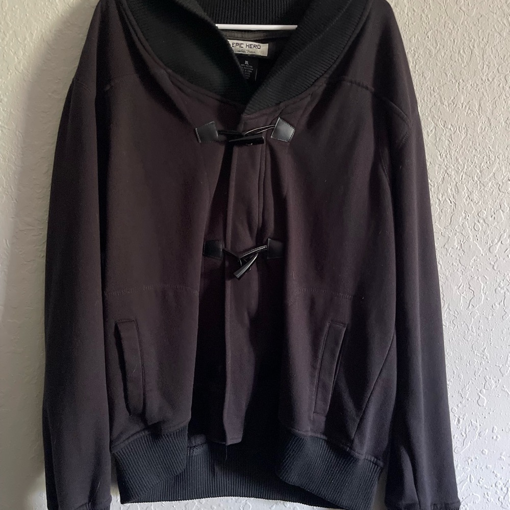 Men's Black Sweater with Toggle Closure